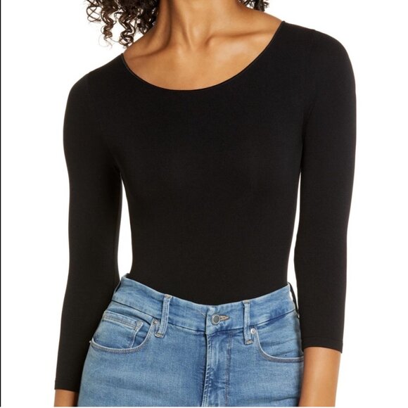 NWT Natori Black Sccop Neck Bodysuit Large - Picture 3 of 6